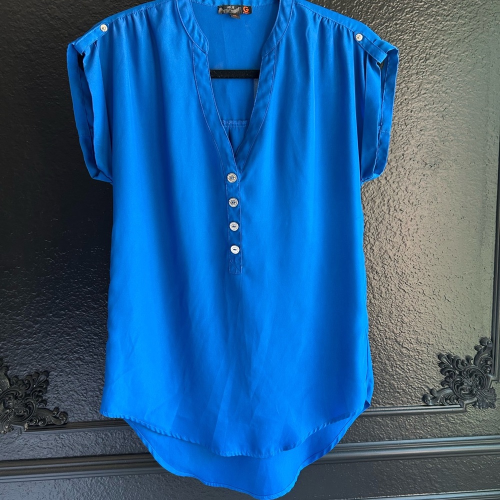 G by Guess Royal Blue Short Sleeve Blouse XS